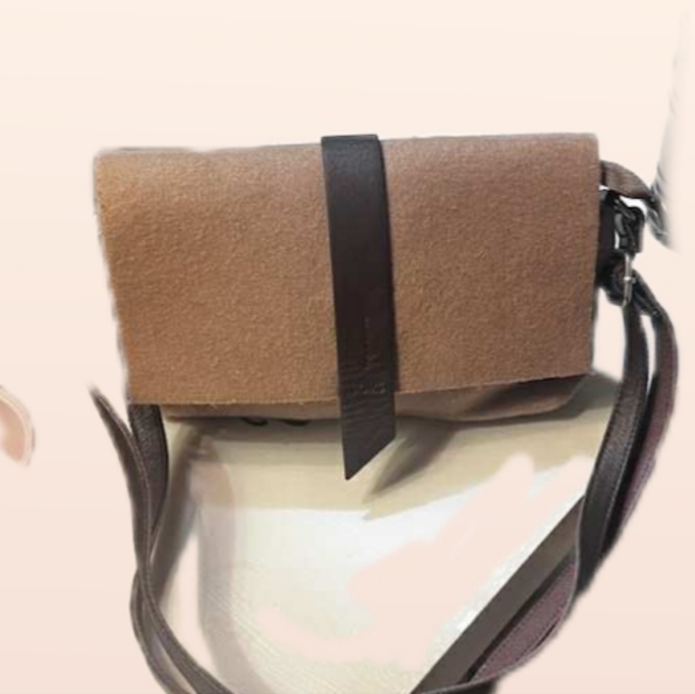 Toms felt shoulder bag brown Vintage Designer Mini